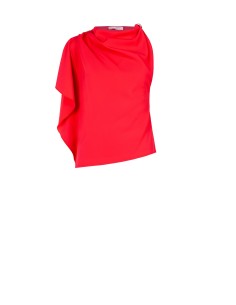 Blusa Assimétrica em Tecido Fluido Franzida no Ombro Rinascimento