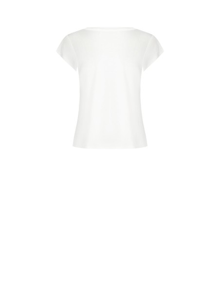 T-Shirt Regular em Viscose com Estampado em Relevo de uma Flor e Lantejoulas Rinascimento