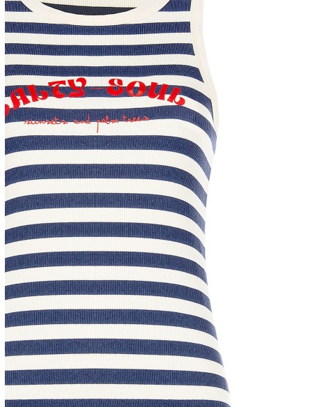 Top justo em algodão canelado às riscas com estampado Rinascimento