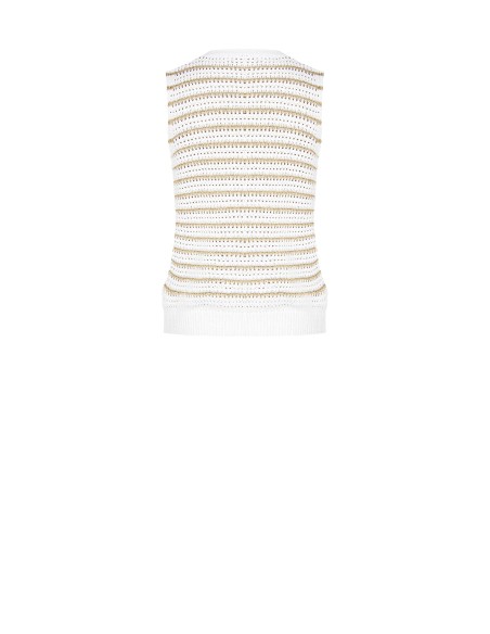 Top em malha entrelaçada em mistura de algodão e viscose com fio de lurex Rinascimento