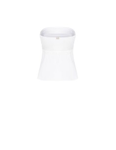 Top Em Algodão Com Faixa Plissada E Botões De Camisa Rinascimento 2