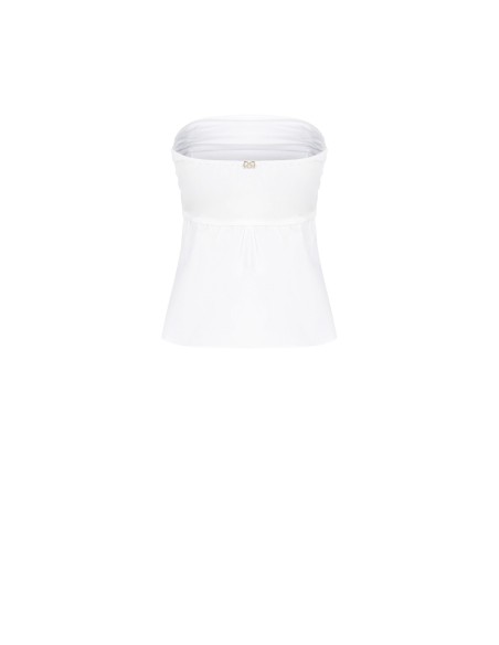 Top em Algodão com Faixa Plissada e Botões de Camisa Rinascimento