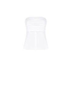 Top Em Algodão Com Faixa Plissada E Botões De Camisa Rinascimento