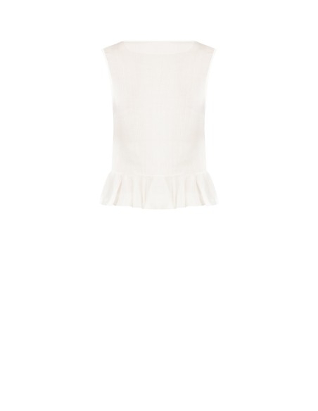 Top Amplo Em Lyocell Extraleve Com Babado E Rosa Aplicada Rinascimento