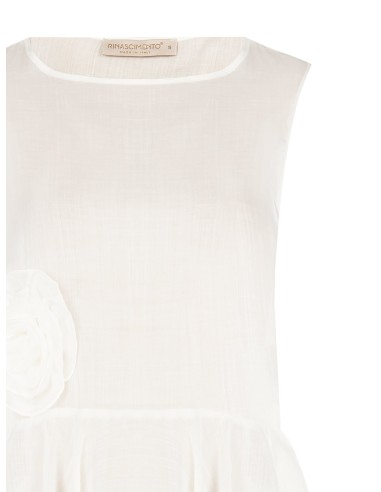 Top amplo em Lyocell extraleve com folho e rosa aplicada Rinascimento