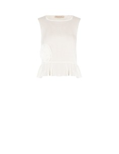 Top largo em Lyocell Extralight com folho e rosa aplicada Rinascimento