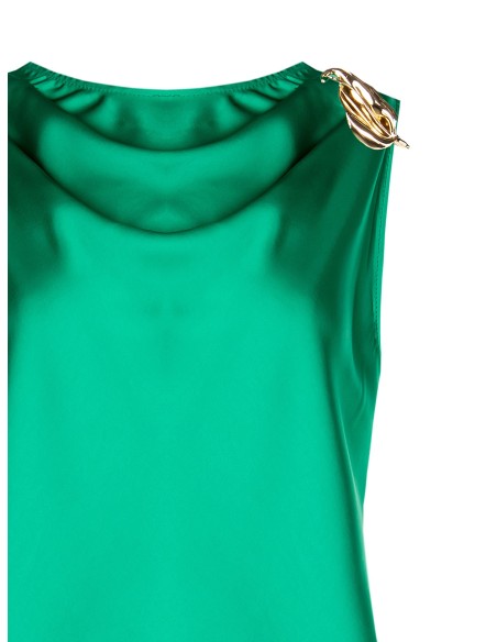 Top em cetim com broche Calla Rinascimento