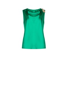 Top em cetim com broche Calla Rinascimento