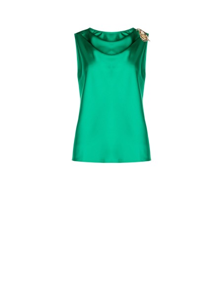 Top em cetim com broche Calla Rinascimento