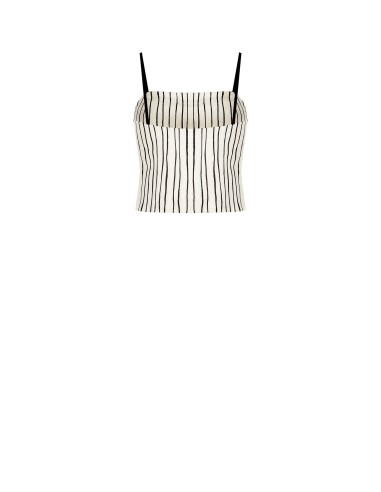 Crop top bustier em algodão com riscas irregulares Rinascimento