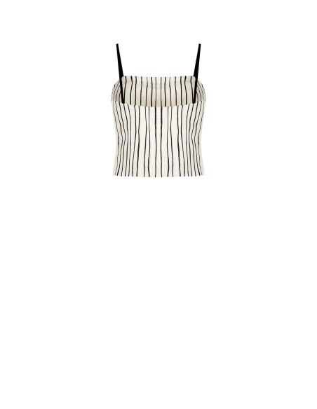 Crop top bustier em algodão com riscas irregulares Rinascimento