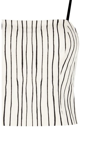 Top bustier crop em algodão com riscas irregulares Rinascimento