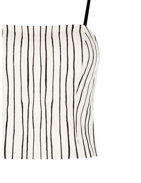 Top bustier crop em algodão com riscas irregulares Rinascimento