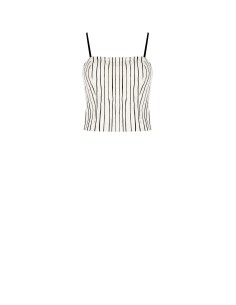 Top bustier curto em algodão com riscas irregulares Rinascimento
