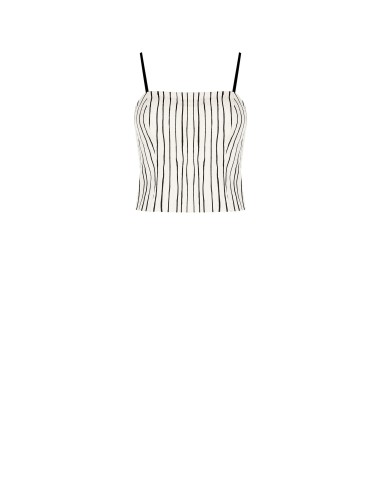 Top bustier curto em algodão com riscas irregulares Rinascimento