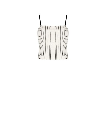 Top bustier curto em algodão com riscas irregulares Rinascimento