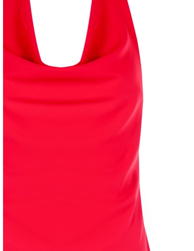 Top acinturado em tecido fluido com decote em anel Rinascimento