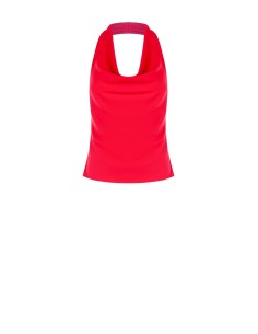 Top ajustado em tecido fluido com decote em anel Rinascimento