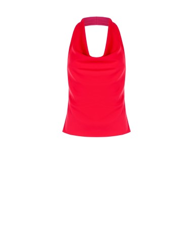 Top ajustado em tecido fluido com decote em anel Rinascimento