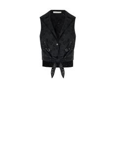 Camisa cropped com nó em algodão sangallo Rinascimento