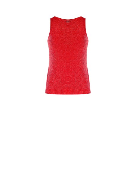 Top Justo em Malha Mista de Viscose e Lurex Efeito Glitter Rinascimento