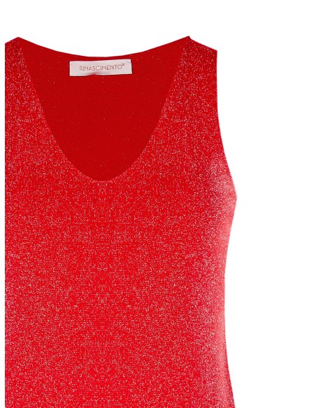 Top justo em malha mista de viscose e lurex com efeito glitter Rinascimento