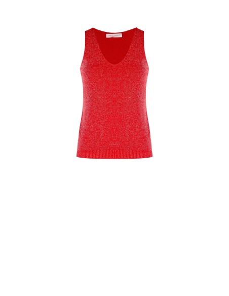 Top justo em malha, misto de viscose e lurex, com efeito glitter Rinascimento