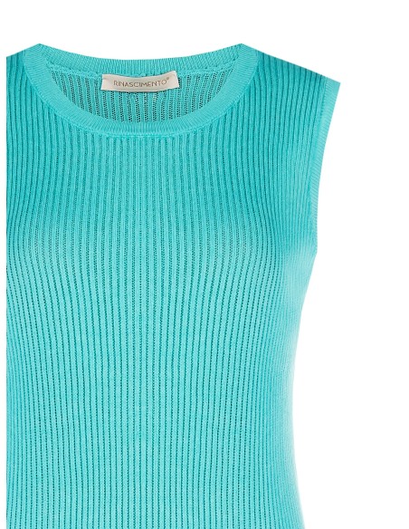 Top Ajustado em Mistura de Viscose Canelada Rinascimento