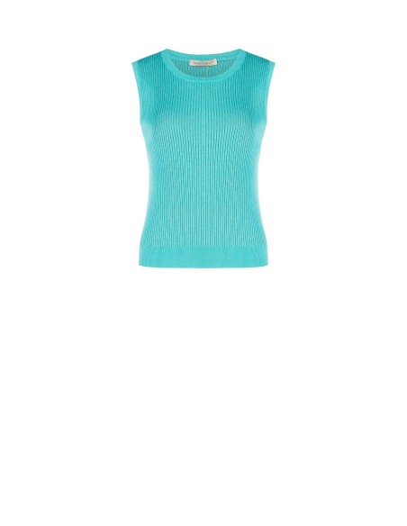 Top justo em mistura de viscose canelado Rinascimento