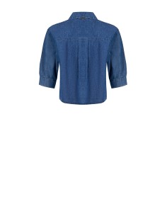 Camisa Ampla E Curta Em Denim Leve Com Mangas 3/4 Rinascimento 2
