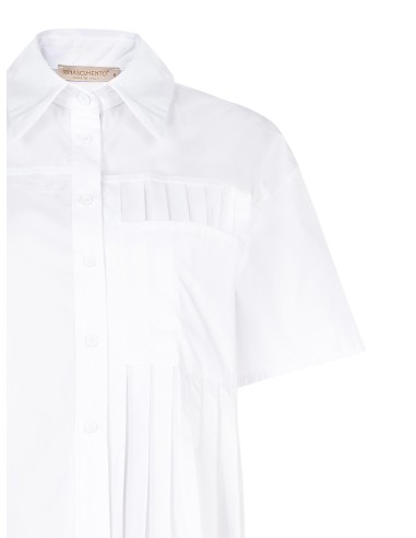 Camisa Curta Oversize Em Algodão Com Detalhe De Pregas Rinascimento