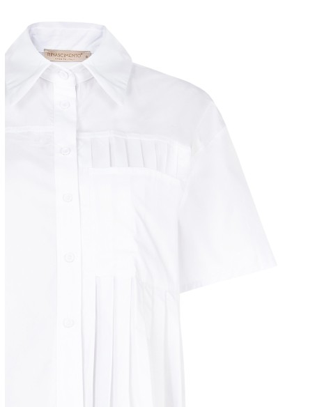 Camisa Curta Oversize Em Algodão Com Detalhe De Pregas Rinascimento