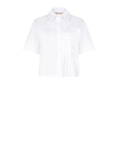Camisa Curta Oversize em Algodão com Pormenor de Pregas Rinascimento
