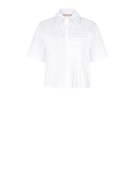 Camisa Curta Oversize em Algodão com Pormenor de Pregas Rinascimento