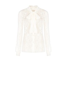 Blusa justa transparente em renda com laço Rinascimento 2