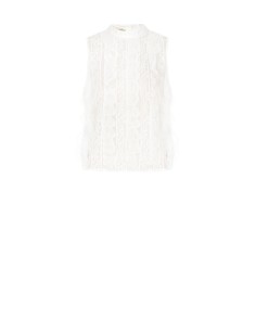 Blusa em tule bordado e renda à frente e lyocell ultraleve atrás Rinascimento