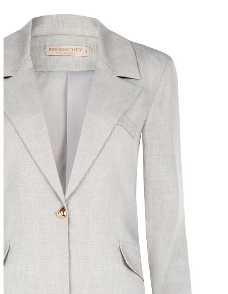 Blazer oversize entalhado em mistura de viscose e lyocell com botão triangular Rinascimento