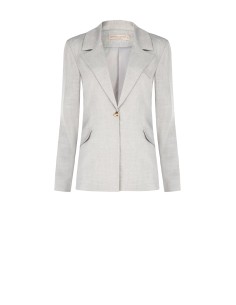 Blazer oversize acinturado em mistura de viscose e lyocell com botão triangular Rinascimento