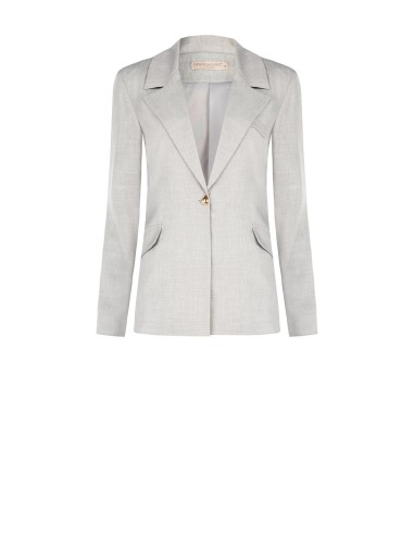 Blazer oversize acinturado em mistura de viscose e lyocell com botão triangular Rinascimento