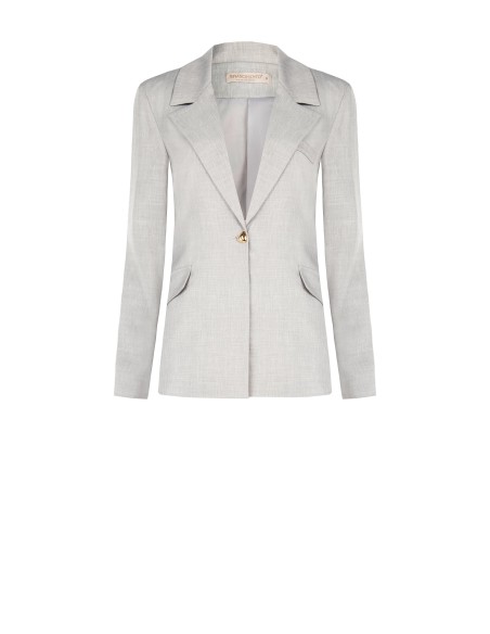 Blazer oversize acinturado em mistura de viscose e lyocell com botão triangular Rinascimento