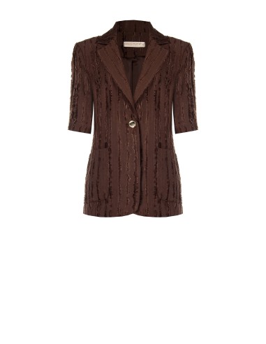 Blazer em mistura de viscose às riscas desfiadas Rinascimento