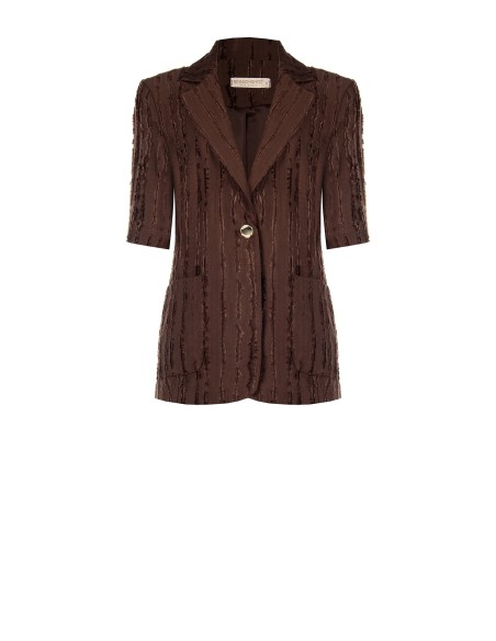 Blazer em mistura de viscose às riscas desfiadas Rinascimento