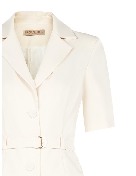 Blazer curto em tecido fluido com cinto coordenado à cintura Rinascimento