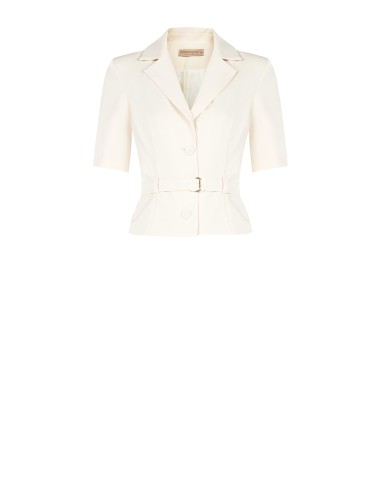 Blazer cropped em tecido fluido com cinto coordenado à cintura Rinascimento