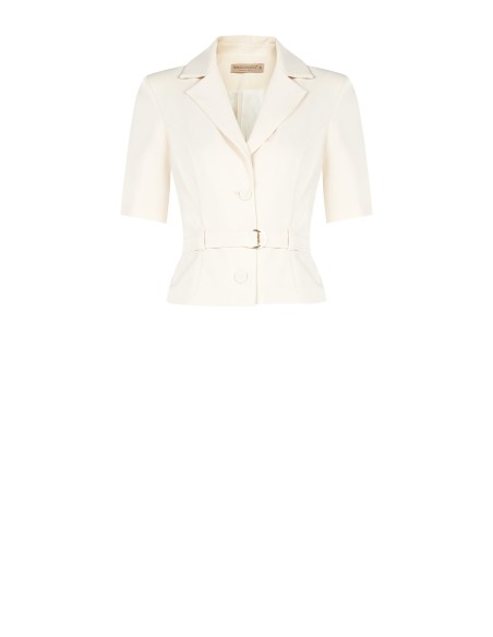 Blazer cropped em tecido fluido com cinto coordenado à cintura Rinascimento
