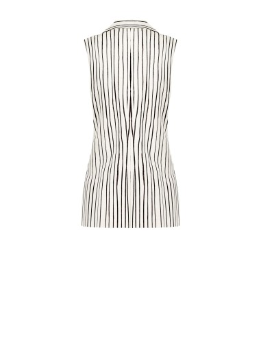 Gilet lungo em mistura de viscose e linho com riscas irregulares e fendas laterais Rinascimento