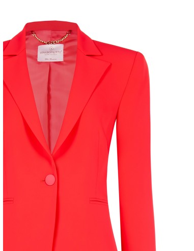 Blazer Curto Em Tecido Fluido Com Botão Em Metal Rinascimento