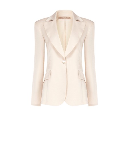 Blazer Acinturado em Mistura de Viscose com Efeito Perolado Rinascimento