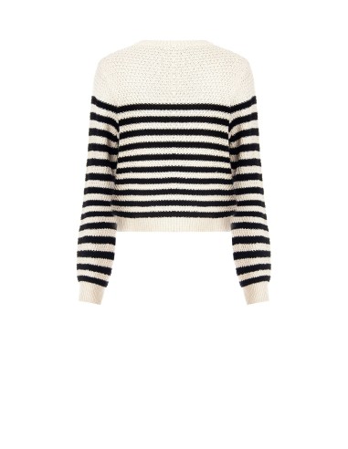 Camisola em croché às riscas com logótipo RR Rinascimento