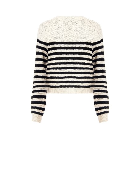 Camisola em croché às riscas com logótipo RR Rinascimento